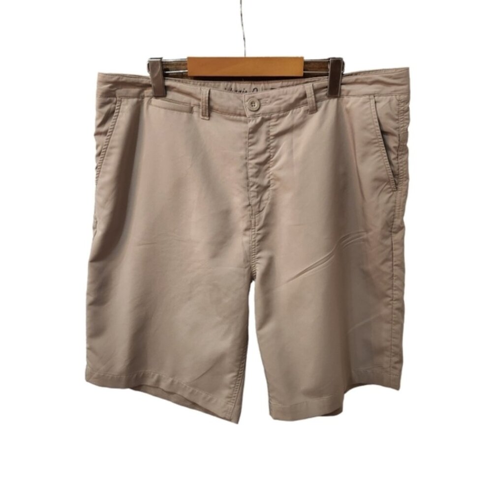 Johnnie-O Mulligan Shorts Mens 38 Khaki Prep-Formance Flat Front Stretch Golf